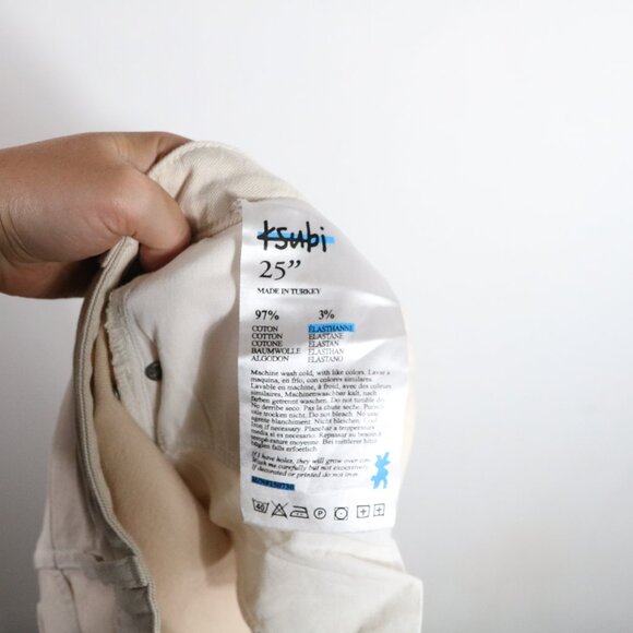 KSUBI Womens Playback Super High Rise Jeans 25 White Ivory Relaxed Full Length - Picture 4 of 8